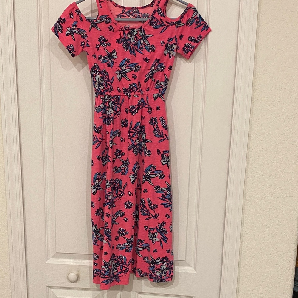 Girls Floral Pink Midi Dress sz 7/8